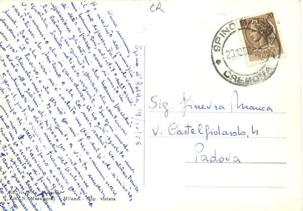 Retro della cartolina viaggiata nel 1955