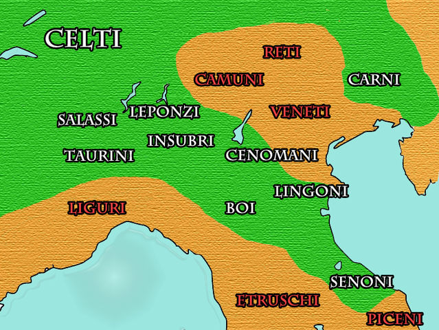Distribuzione delle trib+ celtiche nella Gallia Cisalpina